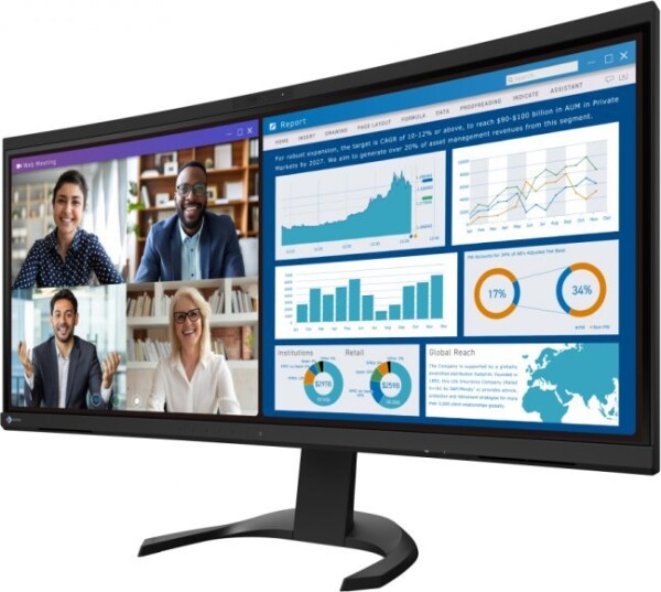 Eizo EIZO FlexScan EV3450XC-BK - monitor 34,1", 3440 x 1440 UWQHD, zakrzywiony, wbudowana kamera 21:9, (Čierny)