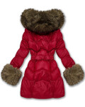 Dámska prešívaná prechodná bunda s kožušinou J Style Dark Red (5M3357-1) odstíny červené L (40)