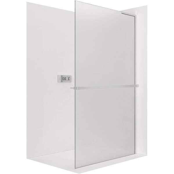 CERANO - Sprchová zástena Walk-in Onyx L-pravá vzpera - 8 mm + polička/držiak na uteráky - chróm, mliečne sklo - 100x200 CER-8050BD1104