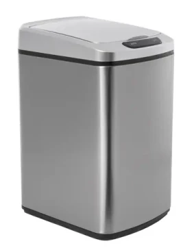 IQtech Quadrat 15 l strieborná / bezdotykový odpadkový kôš / hranatý / rozmery 28x22x41cm / nerez / plast / IR / napája. 4xAA (IQ00050)