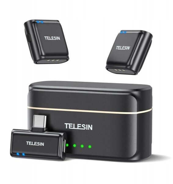 Telesin Mikrofon bezprzewodowy krawatowy + powerbank do telefonów (USB-C)