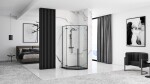 REA/S - Sprchovací kút DIAMOND 80x80 - čierna matná + sprchova vanička Diamond, biela KPL-06900