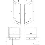MEXEN/S - Lunar L sprchové dvere krídlové ľavé 75, transparent, grafit metal 834L-075-000-95-00-L