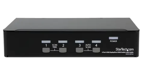 StarTech 4portový DisplayPort KVM prepínač čierna / KVM prepínač / 4X DisplayPort / max. 3840 x 2400 px / USB (SV431DPUA)