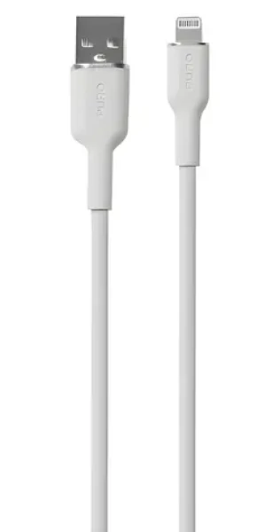 Puro Soft biela / Dátový kábel USB-A - Lightning / MFi / 12W / 1,5 m (PUCAPLTICONWHI)