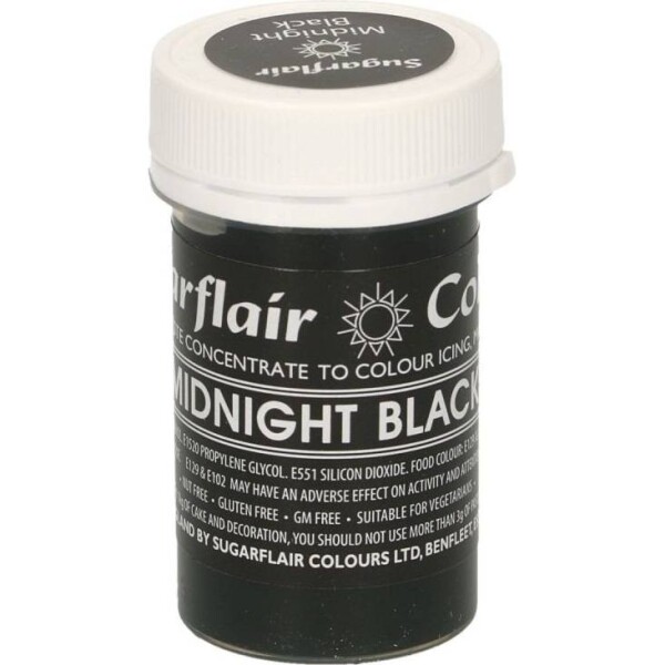 Gélová farba midnight black pastelová 25 g - Sugarflair - Sugarflair