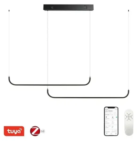 Immax NEO PATTINI SMART čierna / Závesné svietidlo dvojité / 160-280cm / 53W / 3640lm / Zigbee 3.0 TUYA (07226L)