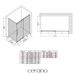 CERANO - Sprchovací kút Lantono - pravá - 8 mm - Soft-Close - chróm, mliečne sklo - 130x90 - posuvný CER-665566