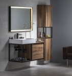 SAPHO - SORT zrkadlo s LED osvetlením 100x70cm, čierna mat ST100