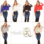 Sexy KouCla Crop sweater with rhinestones Einheitsgroesse