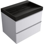 CERANO - Kúpeľňová skrinka Velora - biela matná, úchytka chróm + umývadlo z lit. mramoru Vita - čierna matná - 70x63x46,5 CER-8050BD83993