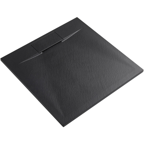 CERANO - Sprchová vanička čtvercová Enzo - SMC/minerální kompozit - strukturovaná černá matná - 80x80x3 CER-666049