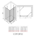 CERANO - Sprchovací kút Marino Ľ/P - 6 mm - chróm, transparentné sklo - 120x100x190 - pántový CER-422841