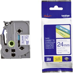 Páska do štítkovača Brother TZe, TZ TZe-253 plast Farba pásky: biela Farba písma:modrá 24 mm 8 m; TZE253