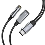 Tech-Protect UltraBoost čierna / Adaptér / USB-C - 3,5 mm jack + USB-C / PD 60W 6A