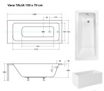 BESCO - Obdĺžniková vaňa TALIA - Nožičky k vani - Bez nožičiek, Rozmer vane - 130 × 70 cm VANTAL13
