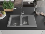 MEXEN/S MEXEN/S - Gaspar granitový drez 1.5 s odkvapkávačom vrátane batérie Flora, šedá 6507-71-670401-07