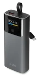 SBS 10000 mAh čierna / Powerbank / Power Delivery 20 W / LCD displej / integrovaný kábel / USB-C, USB-A