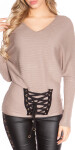 Trendy KouCla bat sweater with lacing Einheitsgroesse