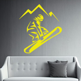 Veselá Stena Samolepka Snowboardista Farba: žlutá, Veľkosť: 100 x 114 cm