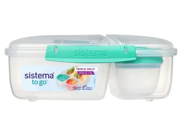 Sistema To Go Triple Split Delený desiatový box s nádobou na jogurt 2 l modrá (8592001430785)