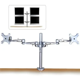 Lindy Dual-Monitorarm strieborná / Rameno pre dva monitory / VESA 75x75 a 100x100 mm / nosnosť 6 kg / uchytenie stôl (40697)