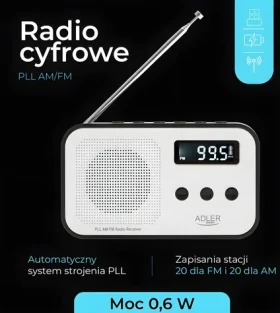 Rádio AD1907 čierna / Rádiobudík / FM / AM / PLL / Budík / USB-C (AD1907)