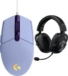 Logitech G102 Lightsync biela + G Pro X čierna / Herná sada / drôtová myš 8000 DPI / RGB Lightsync / slúchadlá