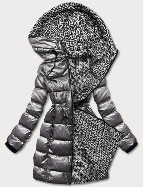 Šedá obojstranná dámska metalická bunda (R8070) odstíny šedé XL (42)