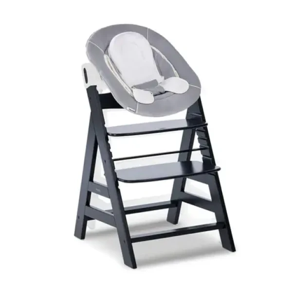 Hauck Alpha+ drevená stolička+novorodenecký Newborn set, 0m+, Black Grey (HK664179)