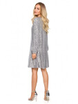 Šaty áčkového strihu M715 strieborné - Moe XXL