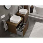 MEXEN/S - Rivel kúpeľňová skrinka pod umývadlo 60 cm s doskou, 1 šuplík, reliéf, orech 91A20-06047-1-BFC86