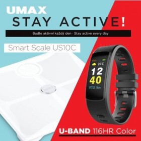 UMAX Stay Active! / múdra osobná váha UMAX Smart Scale US10C + Chytrý náramok U-Band 116HR (UB604)