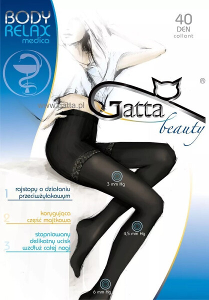 Dámske pančuchové nohavice Gatta Body Relax Medica 40 deň 5-XL grafit 5-XL