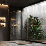 REA - Sprchovací kút SOLAR - zlatý Brush 90x90 Bez sprchovej vaničky REA-K9500