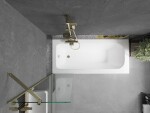 MEXEN/S - Vega obdĺžniková vaňa 180 x 80 cm s panelom + vaňová zástena 50, transparent, zlatá 550118080X9505000050