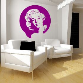 Veselá Stena Samolepka Portrét Marilyn Monroe Farba: fialová, Veľkosť: 100 x 106 cm