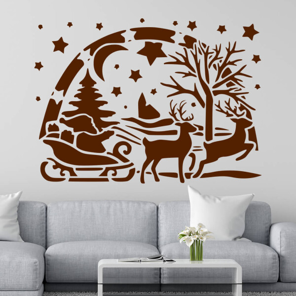 Veselá Stena Samolepka Santa Claus Farba: hnědá, Veľkosť: 60 x 43 cm