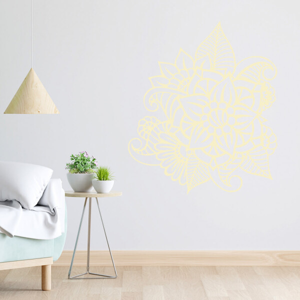 Veselá Stena Samolepka Kvetinový ornament Farba: béžová, Veľkosť: 60 x 51 cm