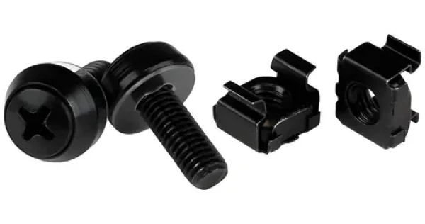 StarTech Skrutky a klietkové matice M6 12 mm čierna / Montážna sada pre rack / 100 ks (CABSCREWM62B)
