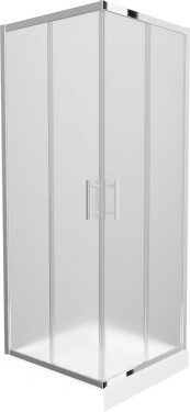 MEXEN/S - Rio štvorcový sprchovací kút 80 x 80, mráz, chróm + vanička so sifónom Rio, biela 860-080-080-01-30-4510