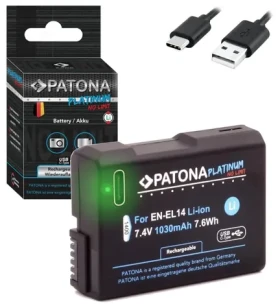 Patona batéria pre foto Nikon EN-EL14/EN-EL14A 1030mAh / Li- ION / Platinum / USB-C nabíjanie (PT1400)