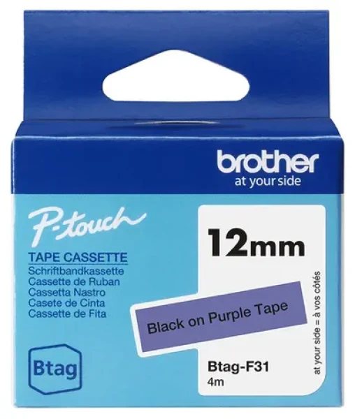 Brother BTAG-F31 páska čierna / fialový podklad / šírka 12mm / 4M (BTAGF31)