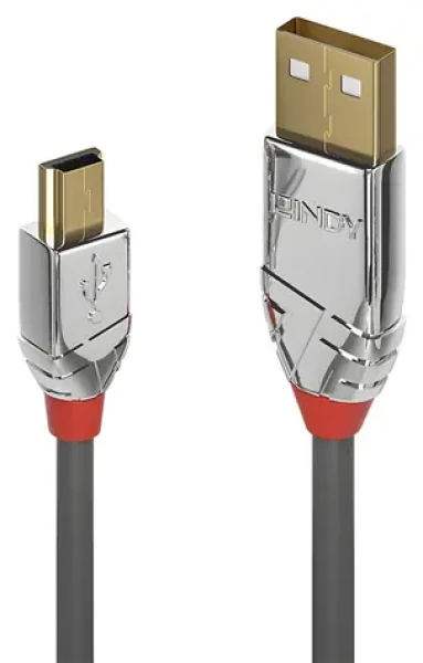 Lindy Cromo Line sivá / USB kábel / USB-A - Mini-USB B / 0,5 m / 480 Mbit/s (36630)