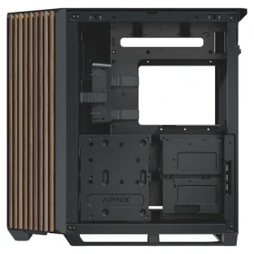 APNX V1 Midi-Tower ATX case čierna-drevo / ATX / 3x 360 mm ARGB / 1x 120mm ARGB / bez zdroja / priehľadná bočnica (APCM-VI01103.11)