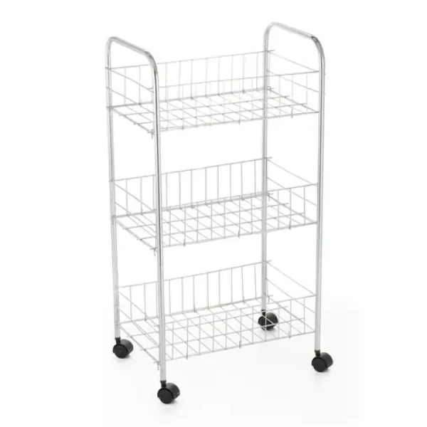 MSV TROLLEY pojazdný regál 3 police chrómovaná oceľ / 68 cm (3700281102796)