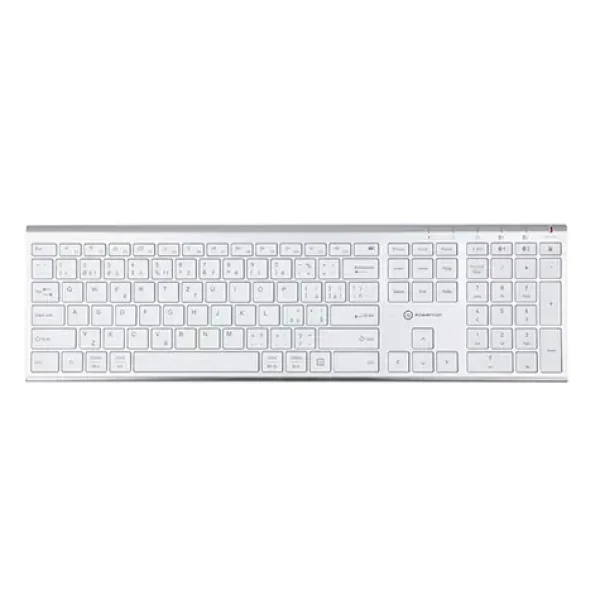 Powerton UltraSlim CZ strieborná / bezdrôtová klávesnica / 2.4 GHz / Bluetooth / CZ layout (YCWPBT01SD00)
