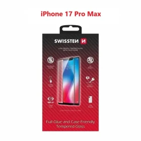 Swissten FULL GLUE COLOR FRAME CASE FRIENDLY sklo pre Apple iPhone 17 Pro Max čierna (54501884)