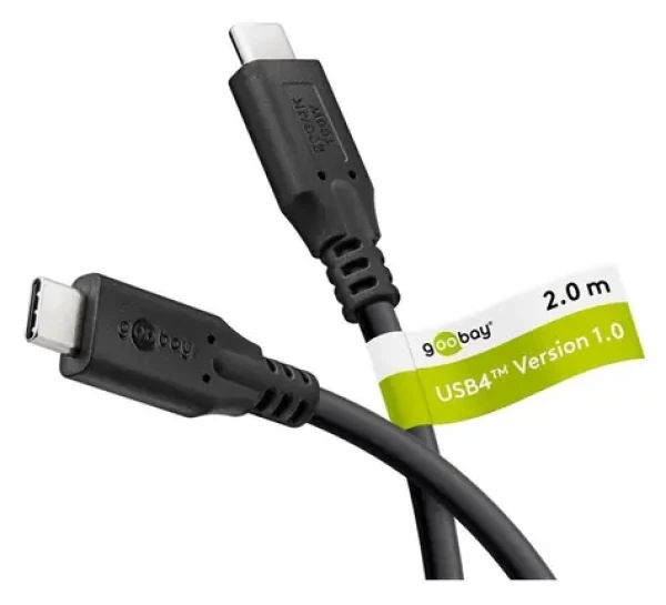 Goobay USB-C čierna / Dátový kábel / USB4 / Power Delivery 100 W / 20 Gb / s / 2 m (74197)