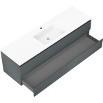 MEXEN/S - Orio kúpeľňová skrinka 160 cm s umývadlom Otis, 2 zásuvky, grafit mat/biela mat 91A10-16047-2-BFF66-W18M01